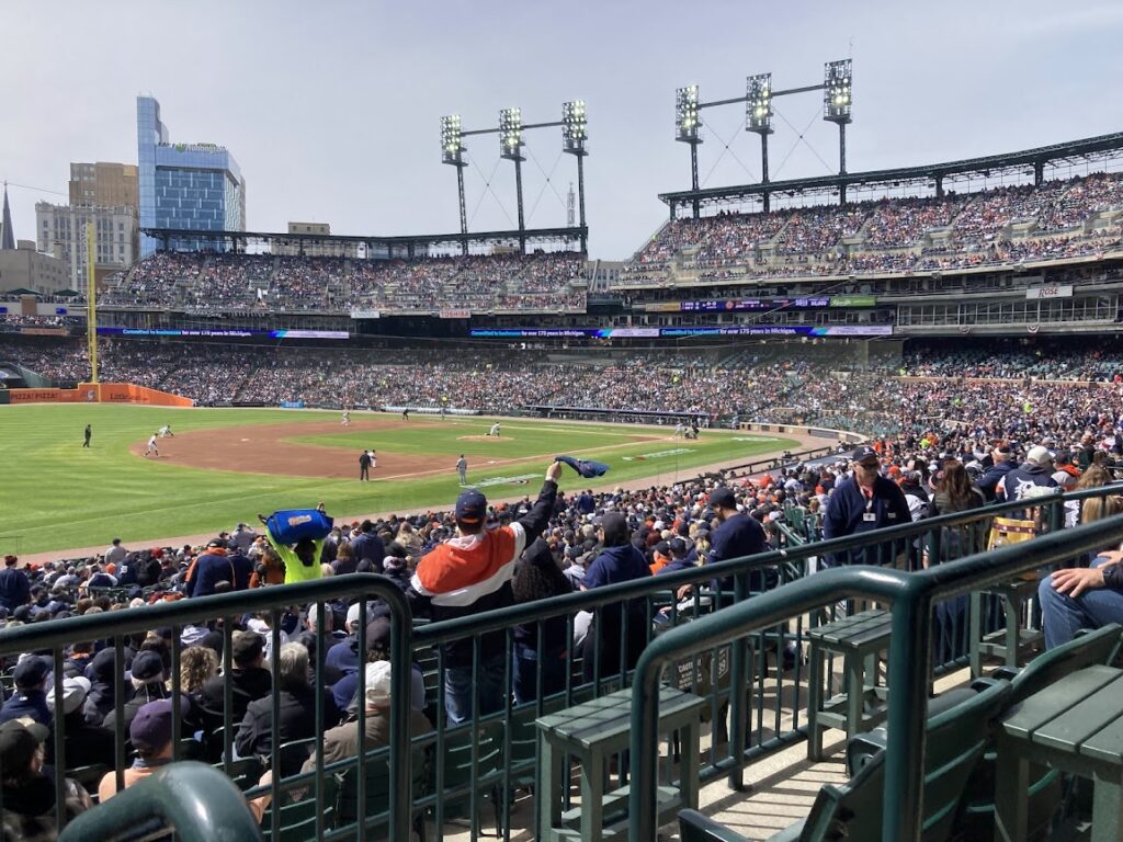First pitch of Opening Day between the Tigers and White Sox at Comerica Park