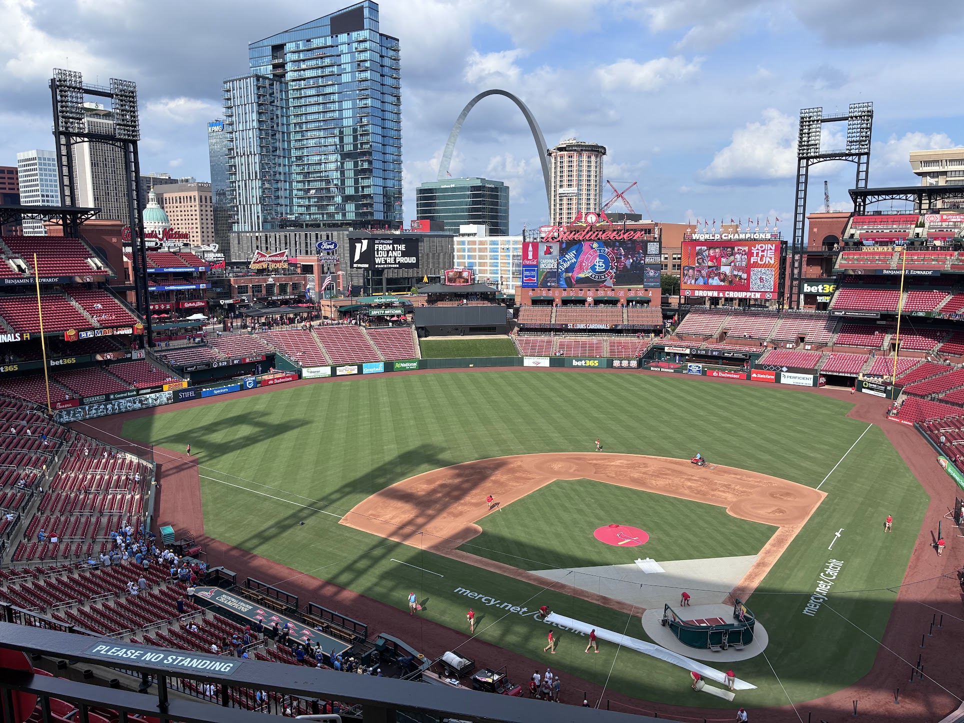 View from the upper deck at Busch Stadium before the game