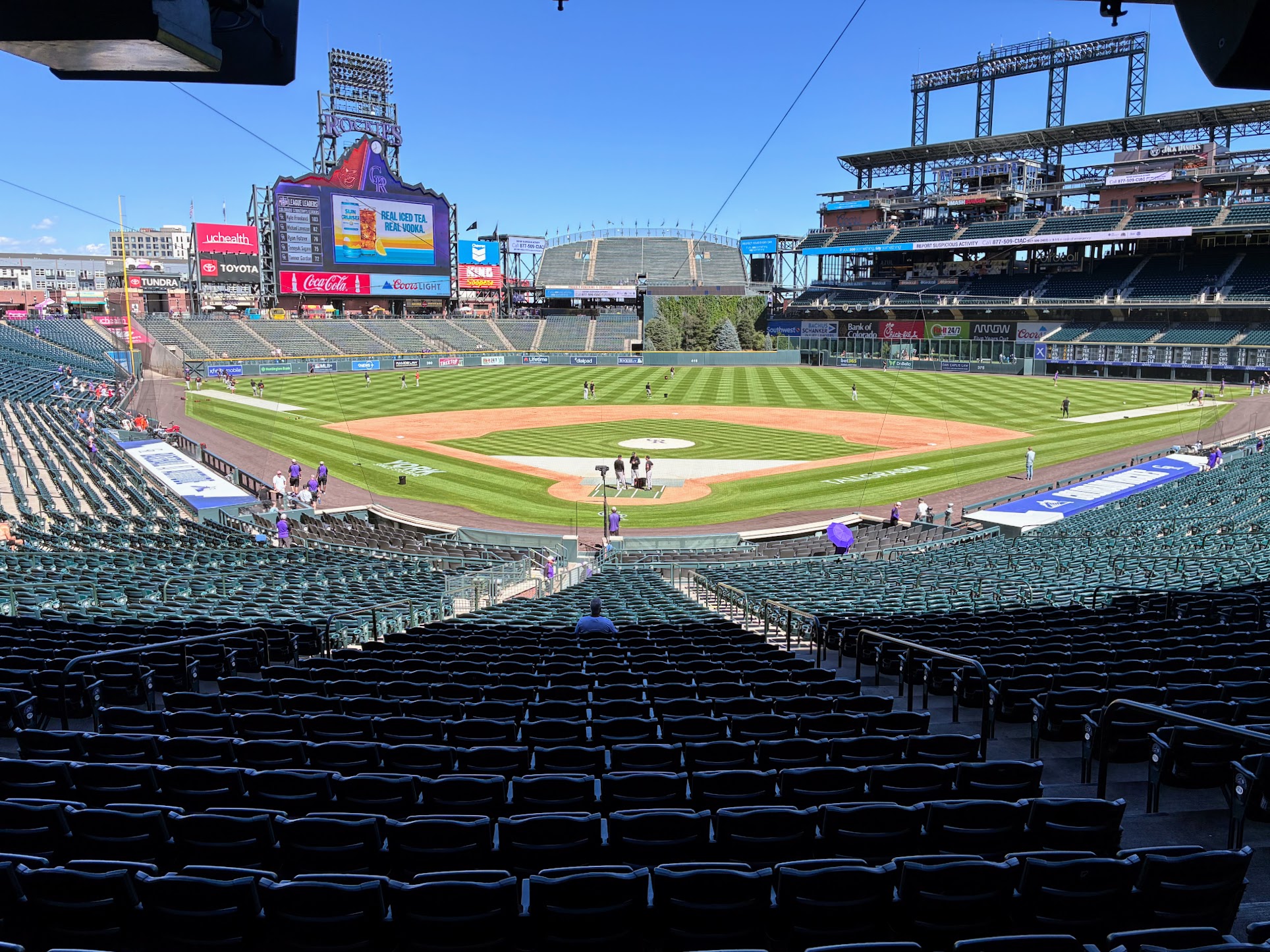 Coors Field view from behind home plate before game