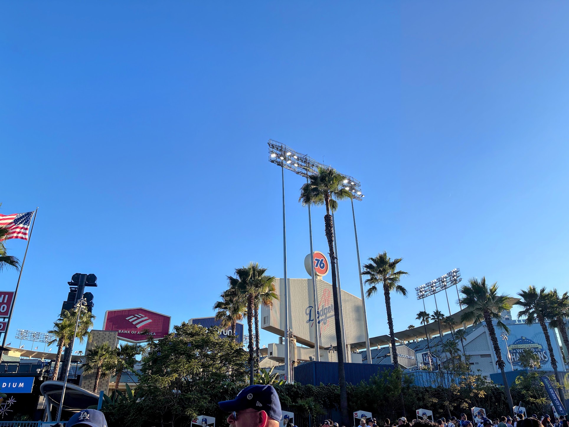 Outside the center field gates at Dodger Stadium