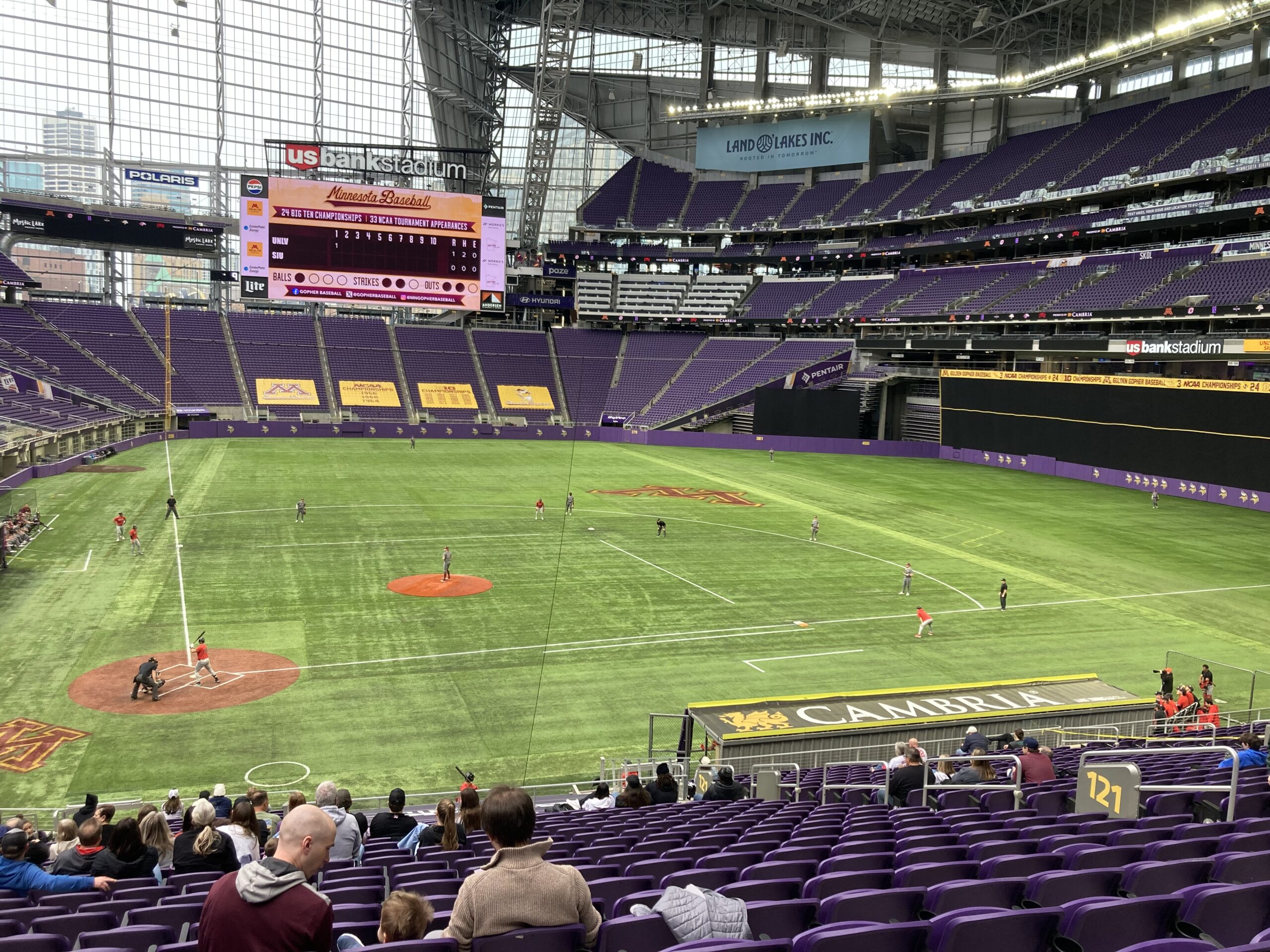 US Bank Stadium - home of Minnesota Golden Gophers baseball in the early part of the collegiate baseball season