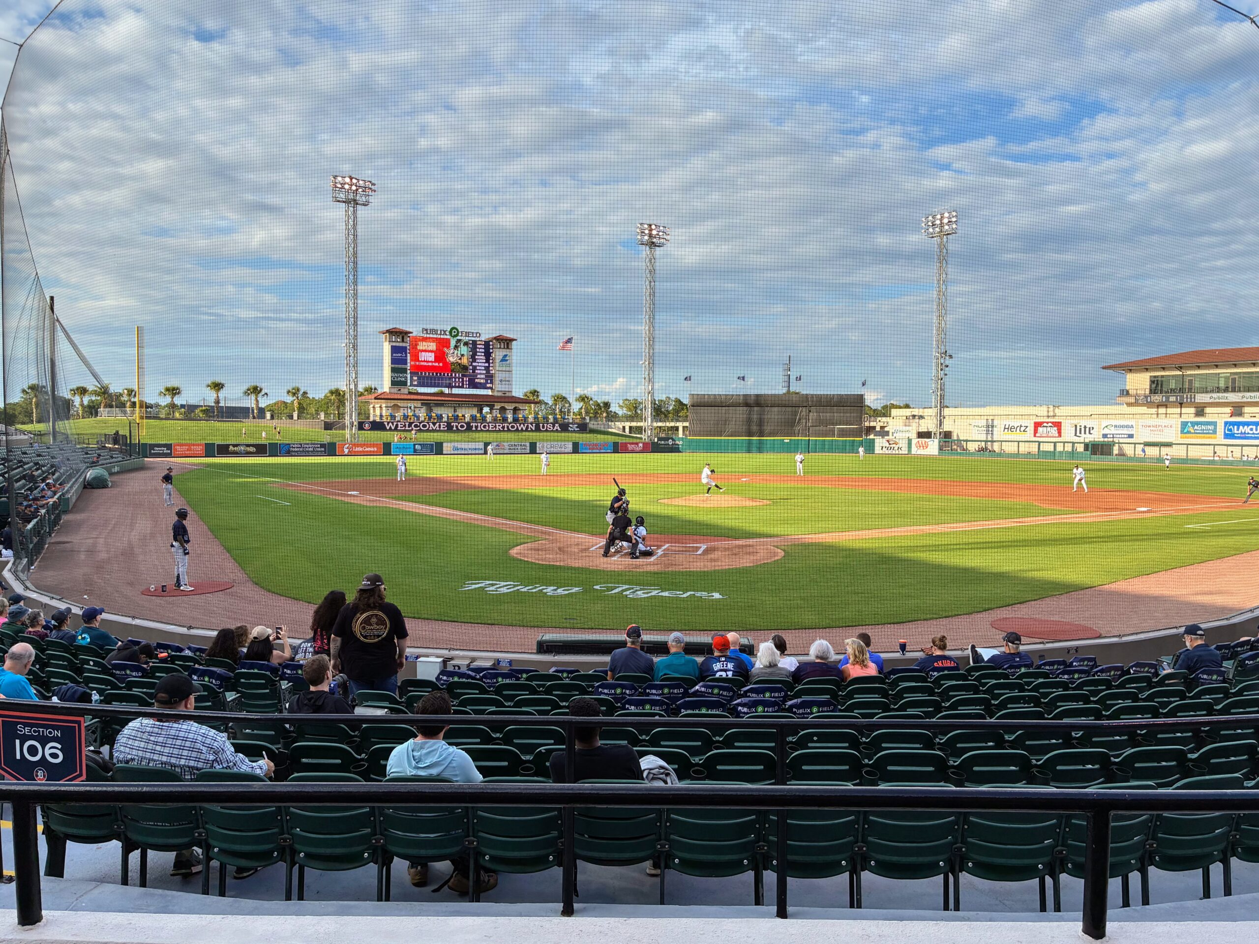 Field view of a Lakeland Flying Tigers game at Publix Field at Joker Merchant Stadium