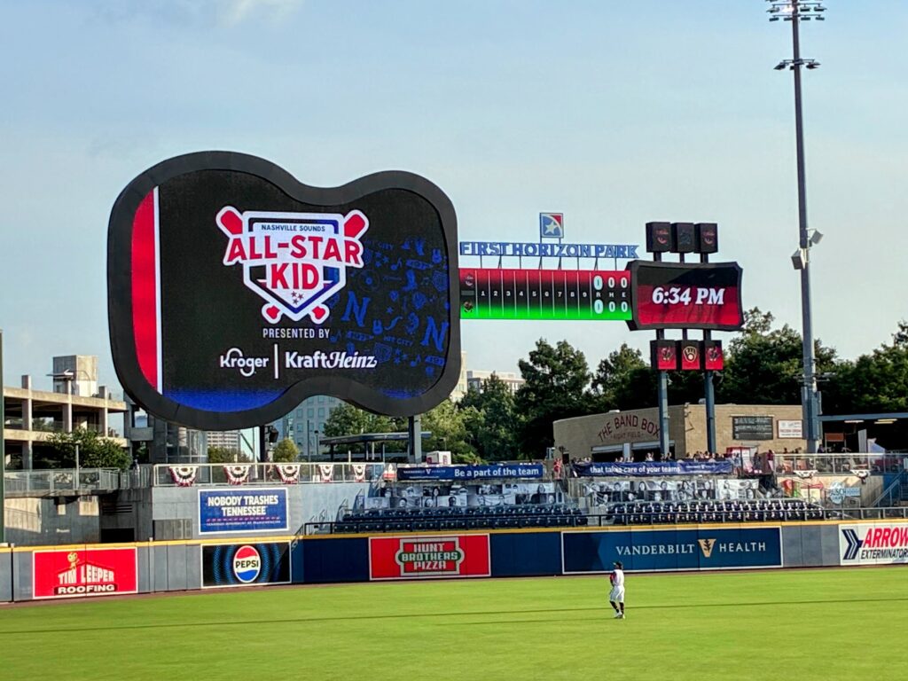 Guitar-shaped scoreboard at First Horizon Park in Nashville