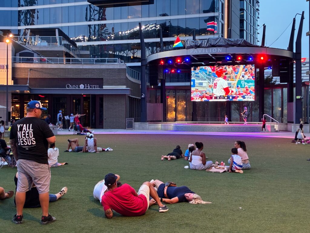 Truist Park watching the Cardinals on TV